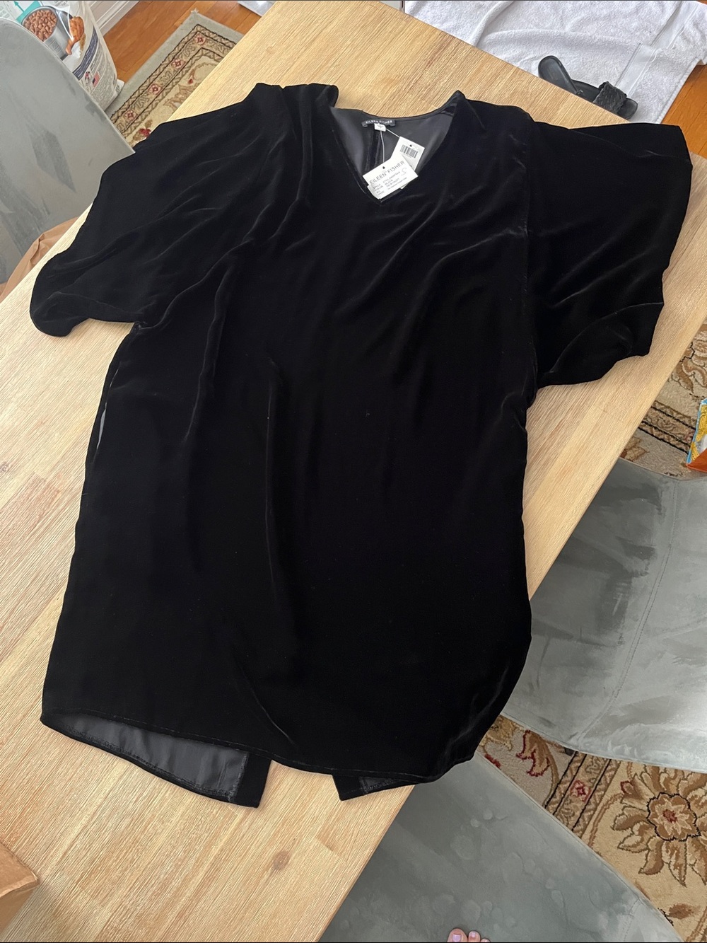 Eileen Fisher Black Women's V-Neck Tunic Top